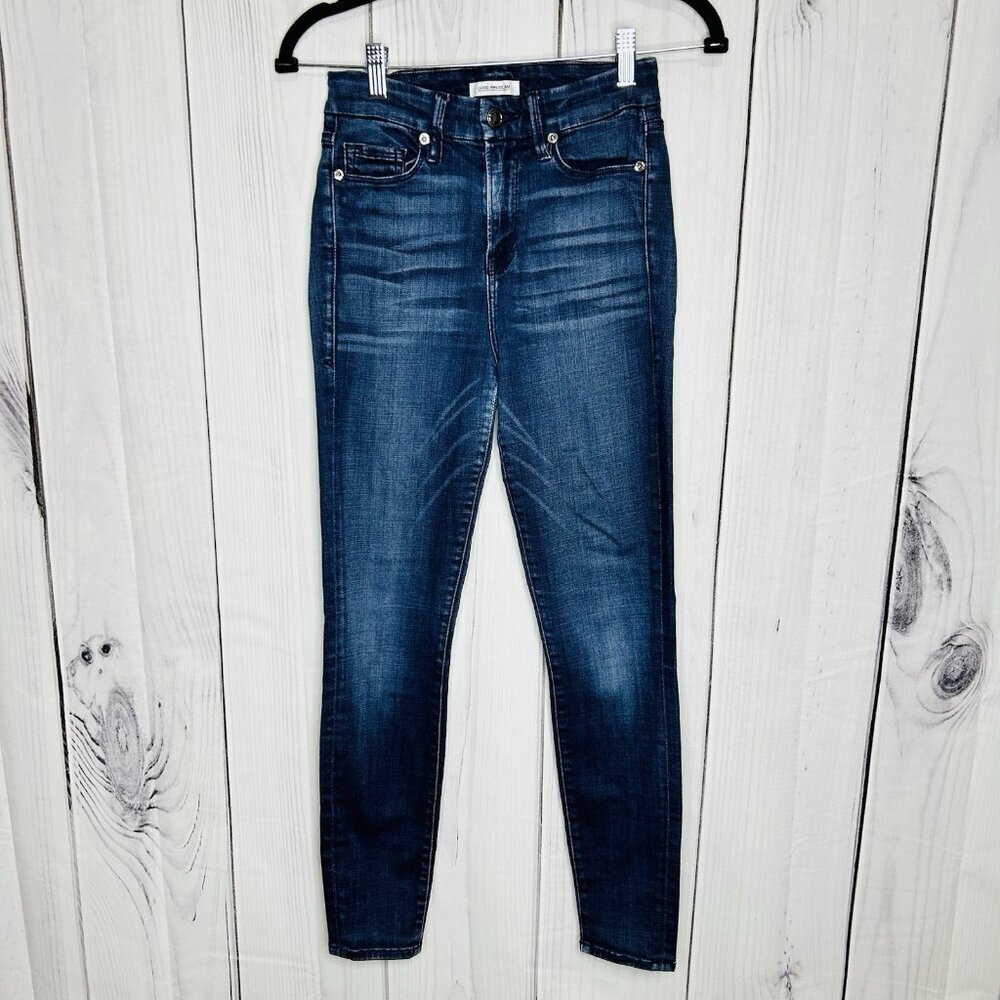 Good American Good Waist Medium Wash Skinny Jeans Blue Jeans Sz 0/25 (25x27)